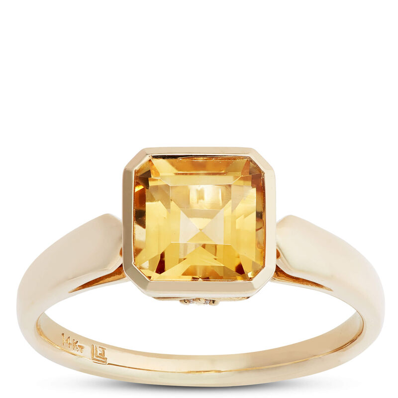 Octagon Citrine Ring, 14K Yellow Gold image number 0