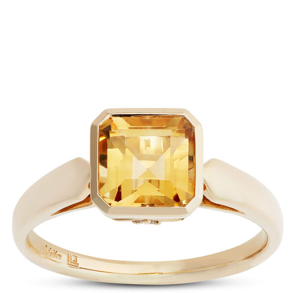 Octagon Citrine Ring, 14K Yellow Gold