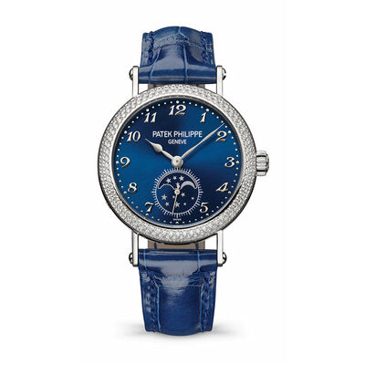 Patek Philippe Geneve Watch Diamond Set Bezel Blue Dial, 33mm