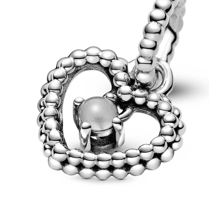 Pandora Milky White Crystal Beaded Heart Dangle Charm image number 3