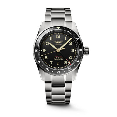 Longines Spirit Zulu Time Titanium Black Dial Watch, 39mm