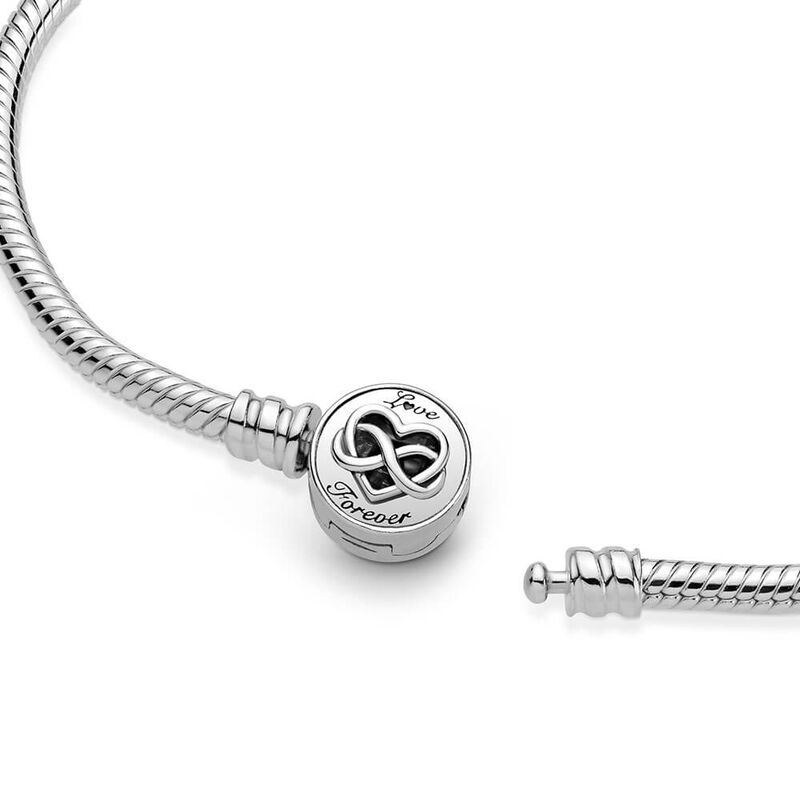 Pandora Moments Heart Infinity Clasp Snake Chain Bracelet image number 3