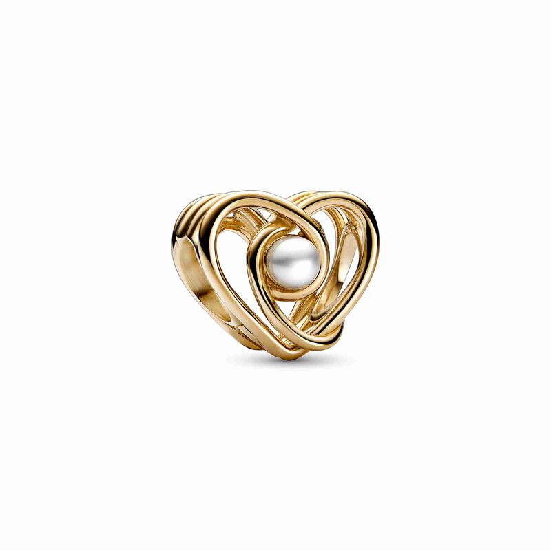 Pandora Openwork Swirling Heart & Freshwater Cultured Pearl Charm image number 0