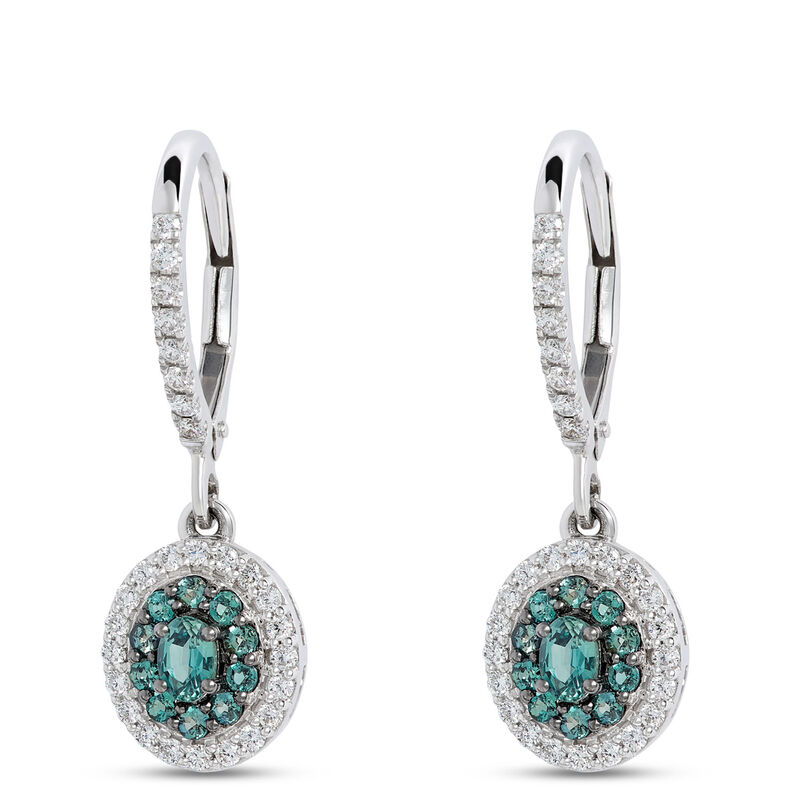 Alexandrite and Diamond Earrings, 18K White Gold image number 0