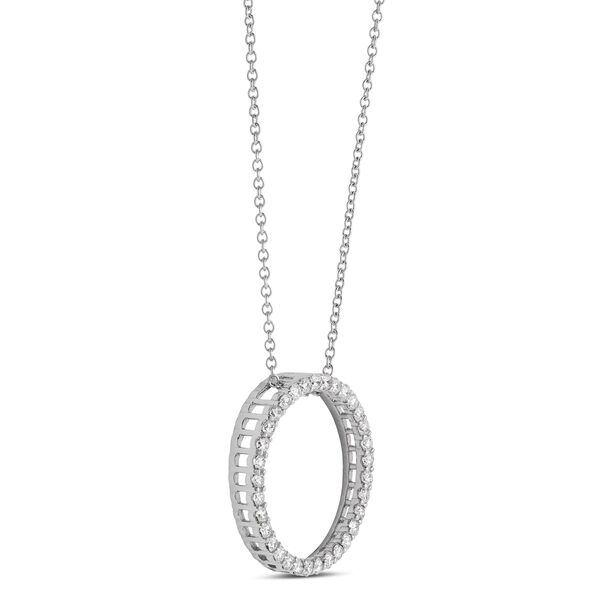 Circle Diamond Pendant Necklace, 14K White Gold