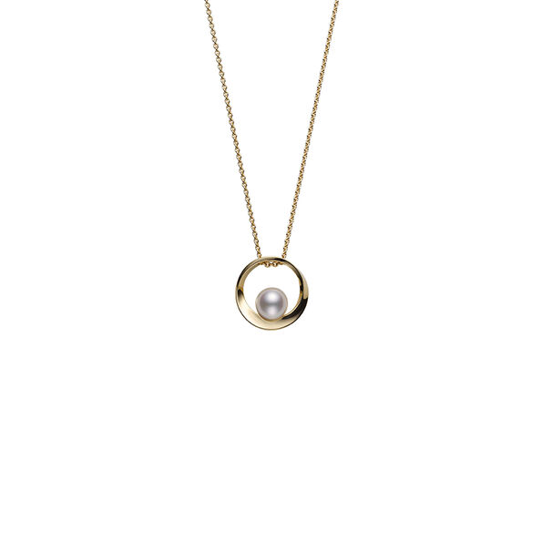 Mikimoto Akoya Cultured Pearl Circle Pendant, 18K Yellow Gold