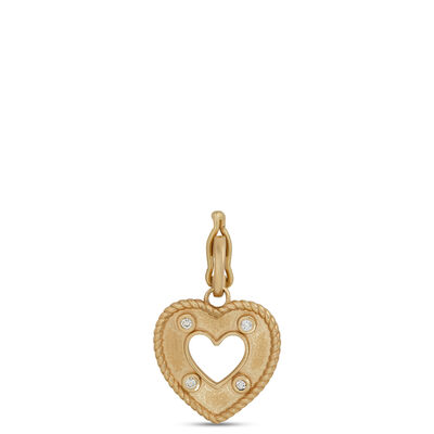 Classic Shield Charm with Round Diamonds, 0.04 Total Carat Weight, 14K Yellow Gold