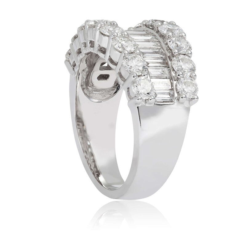 Round & Baguette Diamond 3-Row Band 14K, 3 ctw. image number 1
