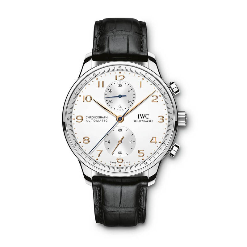 IWC Portugieser Silver Dial Gold Detailed Chronograph Watch image number 1