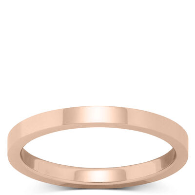 Rose Gold Polished Pipe Comfort Fit 2mm Band 18K