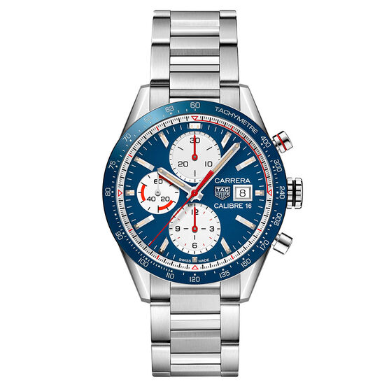 TAG Heuer Carrera Calibre 16 Automatic Mens Blue Steel Chronograph Watch