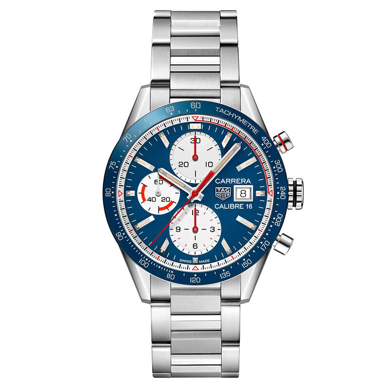 TAG Heuer Carrera Calibre 16 Automatic Mens Blue Steel Chronograph Watch image number 0