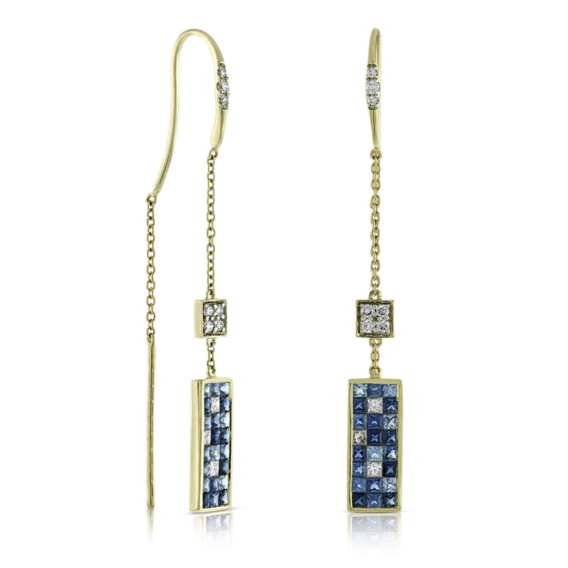 Mosaic Sapphire & Diamond Earrings, 14K Yellow Gold image number 0
