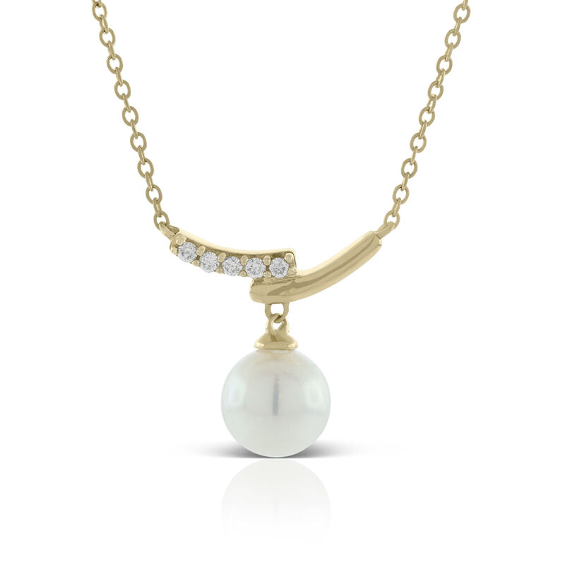 Cultured Freshwater Pearl & Diamond Necklace 14K image number 0