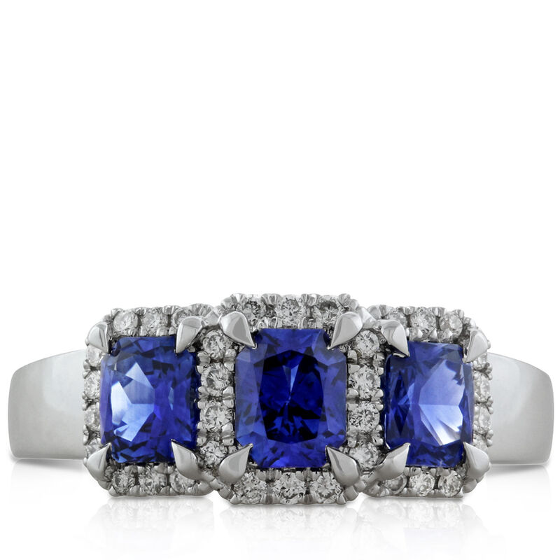 Sapphire & Diamond 3-Stone Ring 14K image number 1