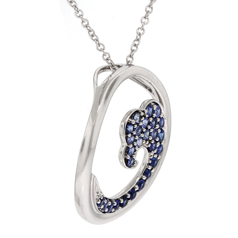 Ombre Sapphire Ocean Wave necklace 14K image number 2