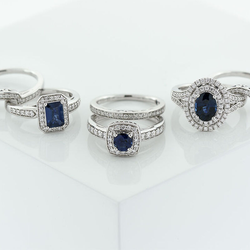 Sapphire & Diamond Bridal Set 14K image number 4