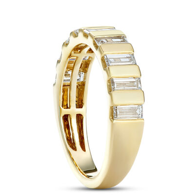Baguette Diamond Band, 1 Carat Total Weight, 14K Yellow Gold