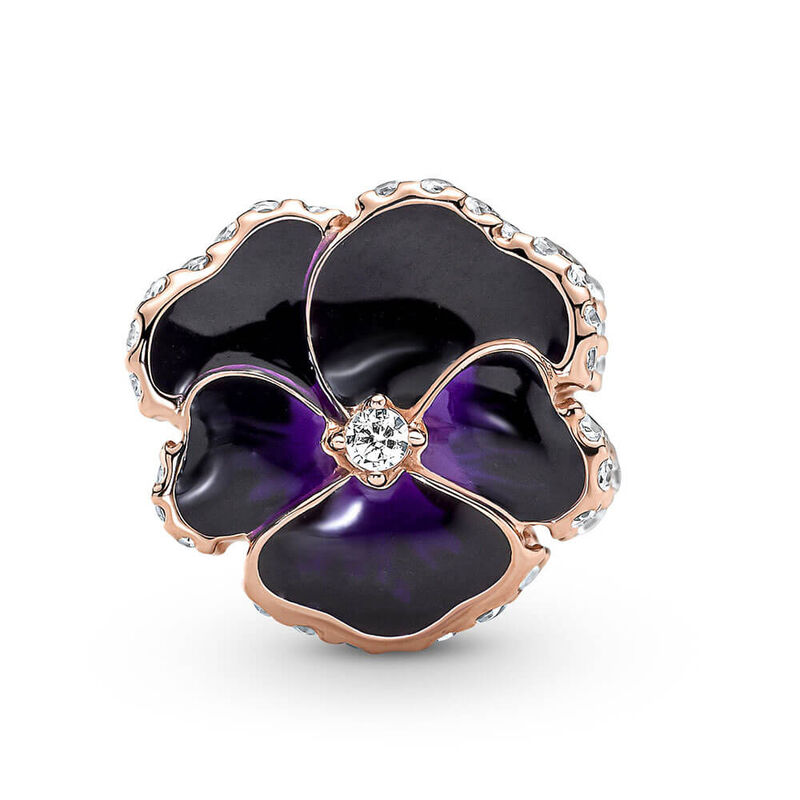 Pandora Deep Purple Pansy Flower Enamel & CZ Charm image number 2