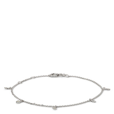 Classic Round Diamond Station Bracelet, 1/10 Carat Total Weight, 14K White Gold