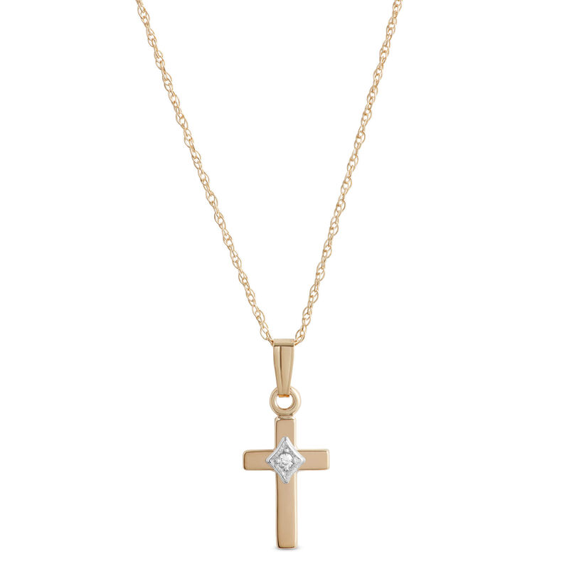 15-Inch Baby Cross Pendant Necklace, 14K Yellow Gold image number 0