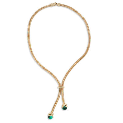 Toscano 18-Inch Lariat Necklace with Malachite Ends, 14K Yellow Gold&nbsp;