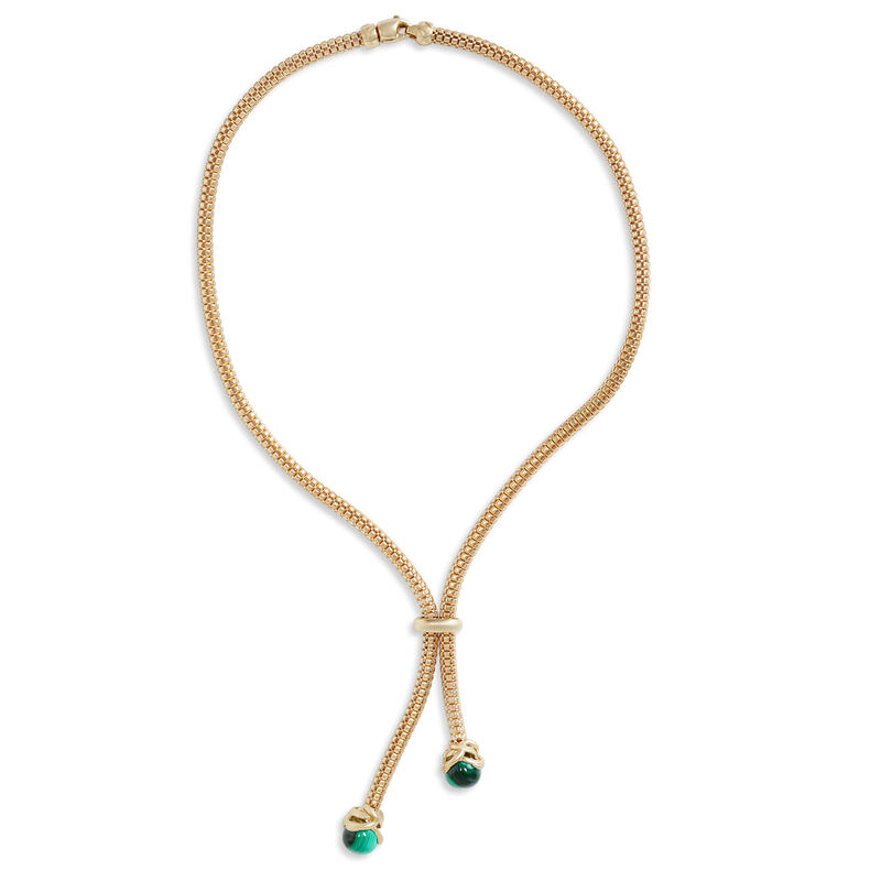 Toscano 18-Inch Lariat Necklace with Malachite Ends, 14K Yellow Gold image number 0