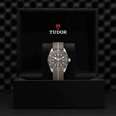 TUDOR Black Bay Fifty-Eight 925 Watch Silver Case Taupe Dial Fabric Strap, 39mm