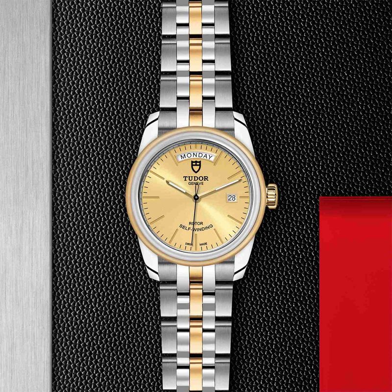 TUDOR Glamour Date+Day Watch Champagne Dial Steel Bracelet, 39mm image number 4