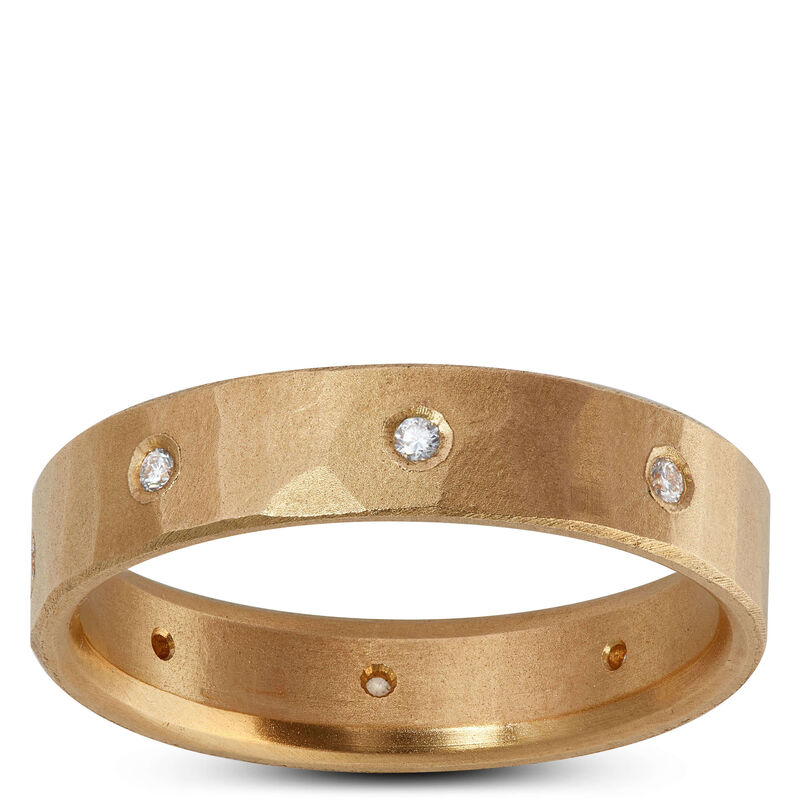 Hand Forged Band with 8 Diamonds, 22k Yellow Gold 5mm image number 0