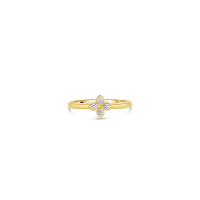 Roberto Coin 18K Yellow Gold Love In Verona Small Pav&eacute; Diamond Flower Ring, Size 6.5