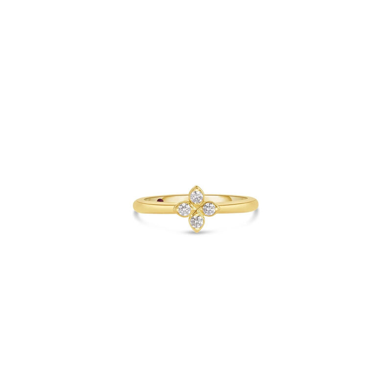 Roberto Coin 18K Yellow Gold Love In Verona Small Pav&eacute; Diamond Flower Ring Size 6.5 image number 0