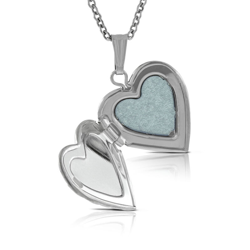 Heart Cross Baby Locket in Silver