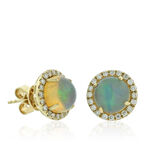 Opal & Diamond Stud Earrings 14K