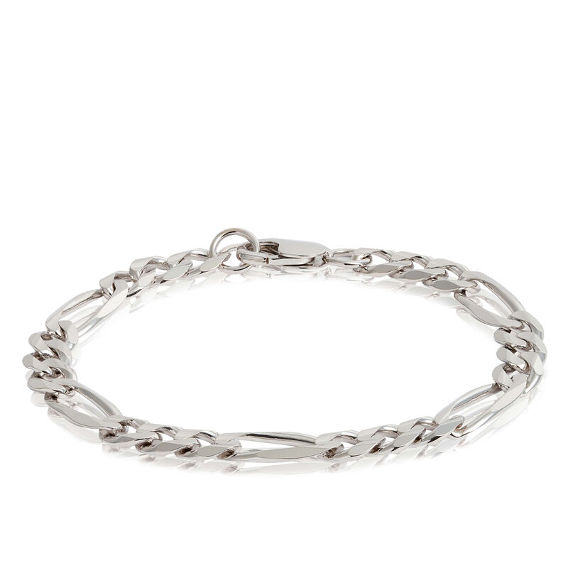Figaro Chain Bracelet, Silver, 8.75" image number 0