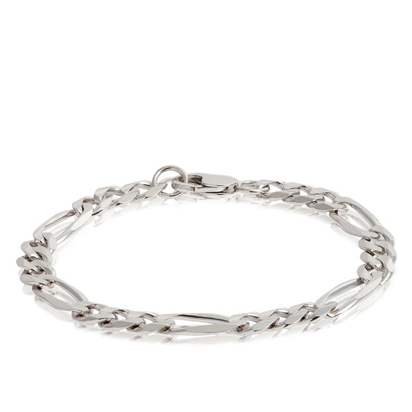 Figaro Chain Bracelet, Silver, 8.75"