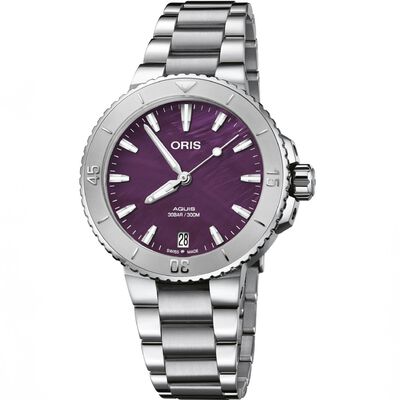 Oris x Ben Bridge Limited Edition Aquis Purple Dial Watch, 36mm