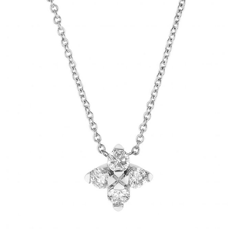 Roberto Coin Love In Verona Small Diamond Flower Necklace in 18K White Gold image number 0