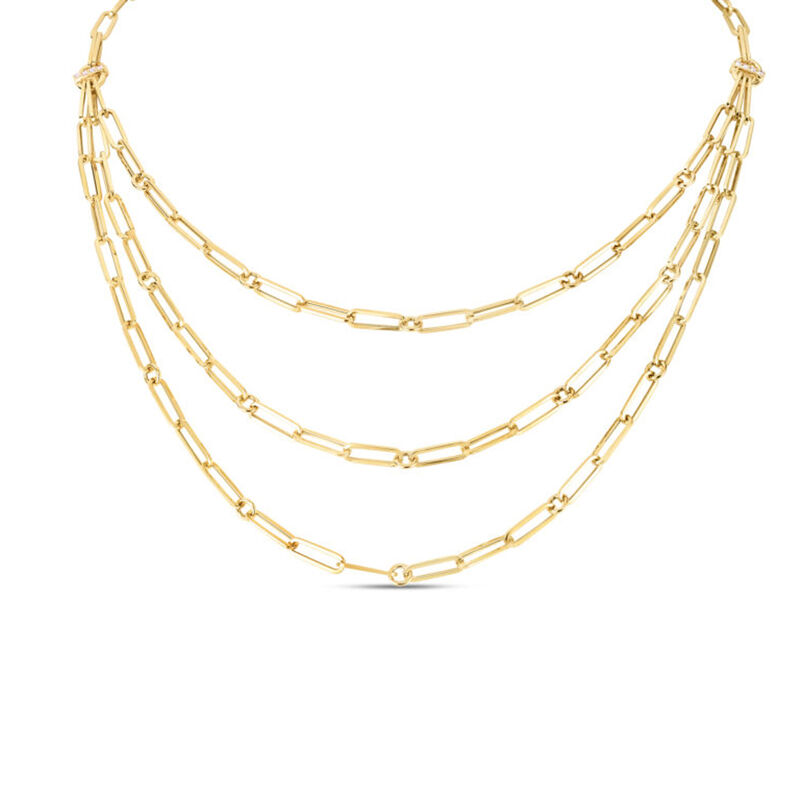Roberto Coin Paperclip Triple Strand Necklace in 18K Yellow Gold image number 0