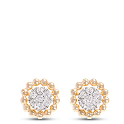 Cluster Diamond Studs, 1/10 Total Carat Weight, 14K Yellow Gold