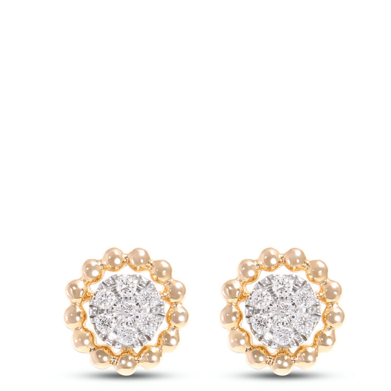 Cluster Diamond Studs, 1/10 Total Carat Weight, 14K Yellow Gold image number 0