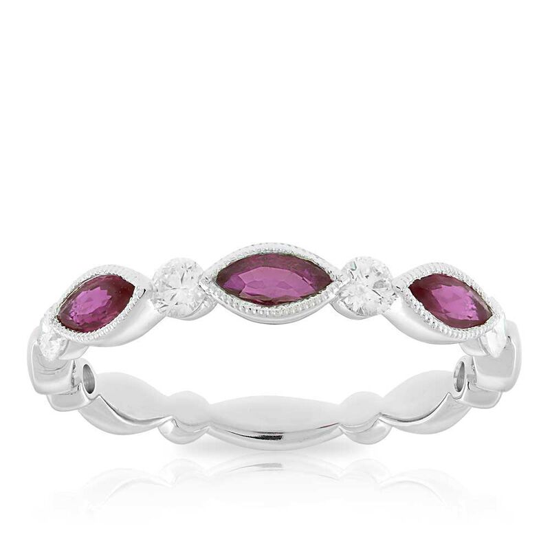 Marquise Ruby & Diamond Ring 14K image number 0
