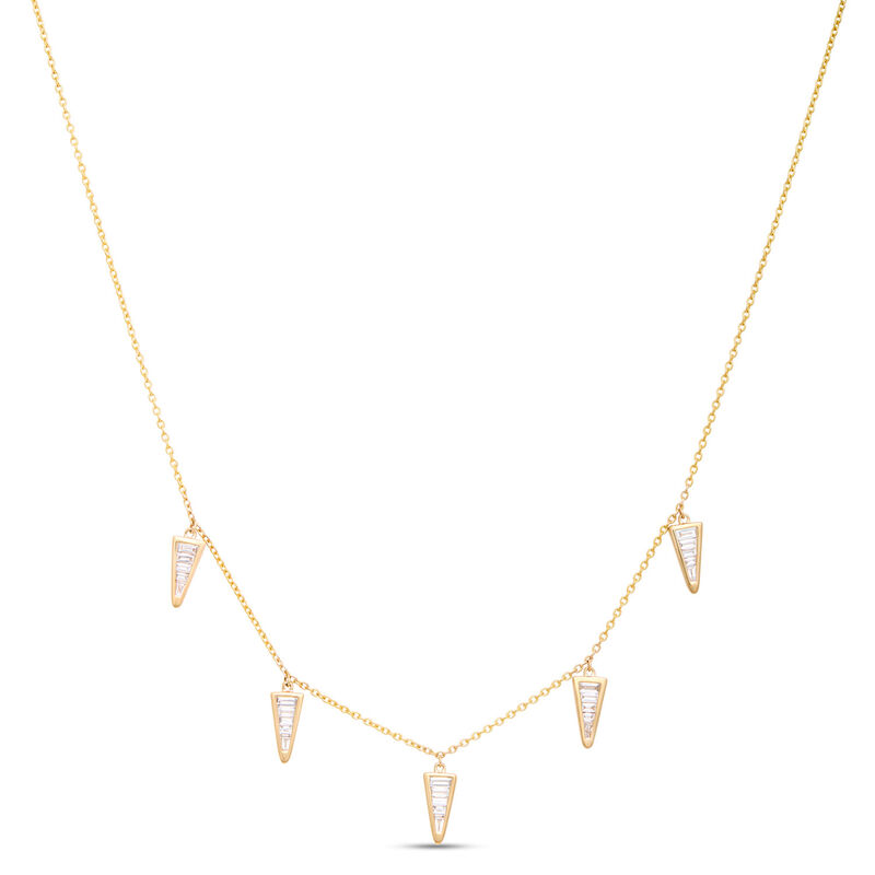 Baguette Diamond Station Necklace, ⅔ Total Carat Weight,  14K Two Tone Gold image number 0