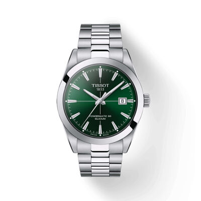 Tissot Gentleman Powermatic 80 Watch Steel Case Green Dial, 40mm