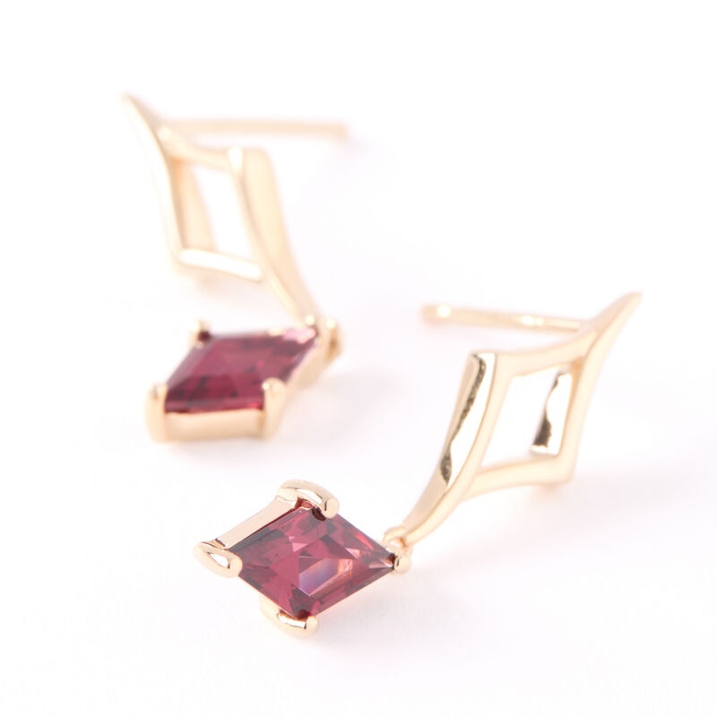 Rhodolite Dangle Earrings, 14K Yellow Gold image number 1