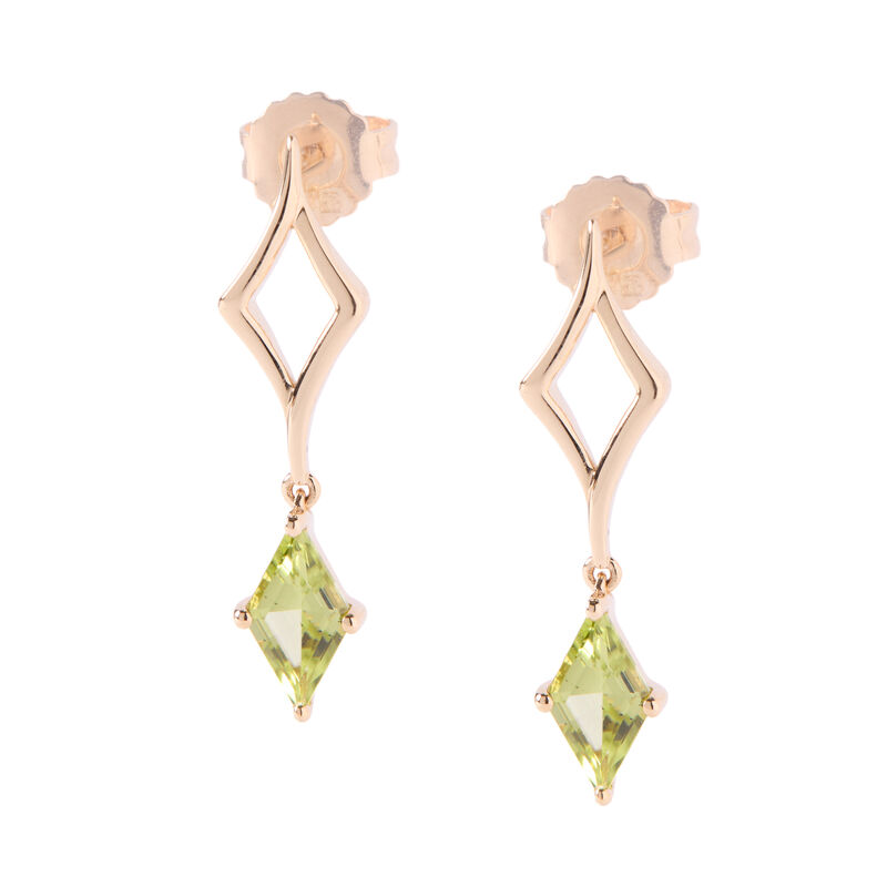 Peridot Dangle Earrings, 14K Yellow Gold image number 0