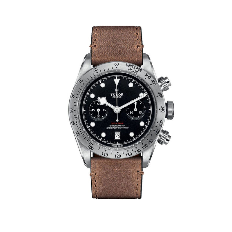 Pre-Owned TUDOR Black Bay Chrono Watch Steel Case Black Dial Leather Strap, 41mm image number 0