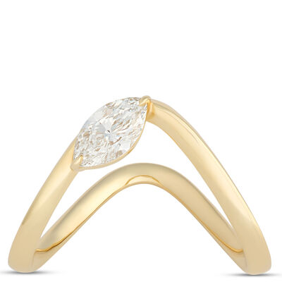 Contemporary Marquise Diamond Ring, &frac12; Carat Total Weight, 14K Yellow Gold