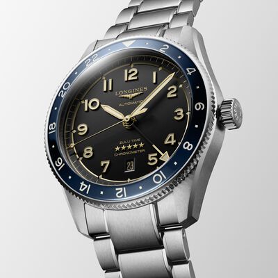 Longines Spirit Zulu Time Anthracite Dial Watch, 42mm