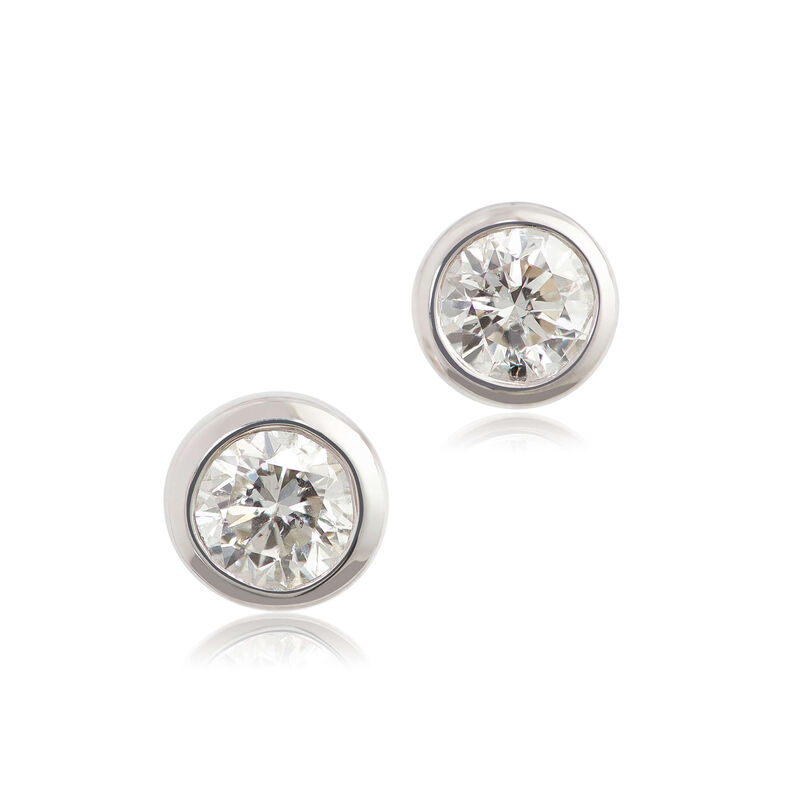 Bezel Set Diamond Solitaire Stud Earrings 14K, 1/2 ctw. image number 1